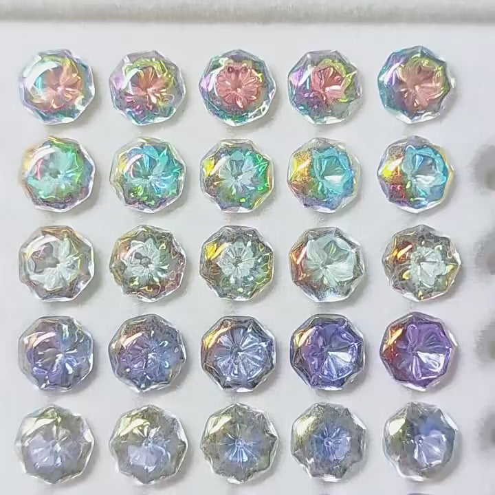 5A 6-8mm Octagonal Coated "Water Baby" Loose CZ Stone - 2pcs