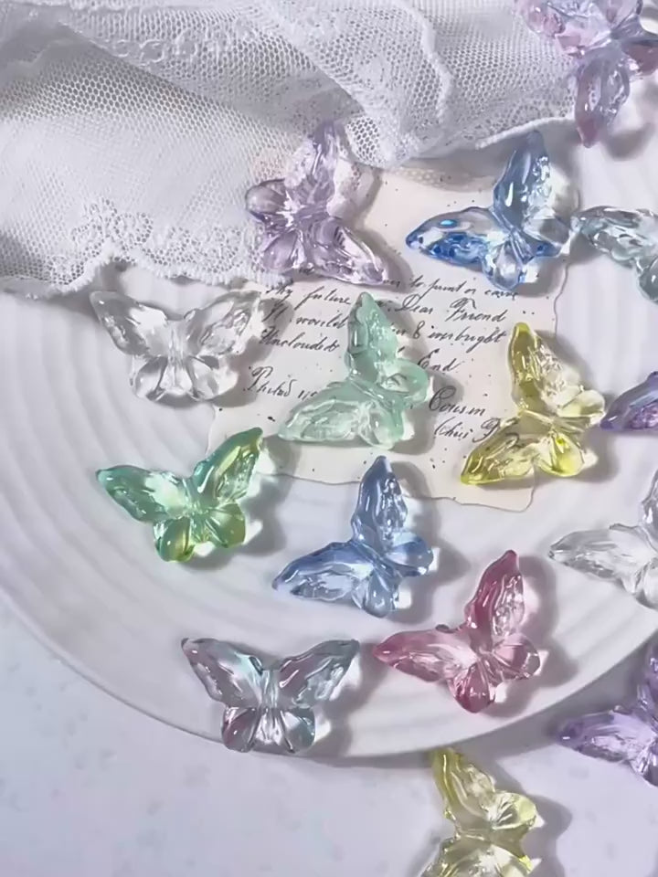 (50pcs)20x30mm Carved Glass Butterfly