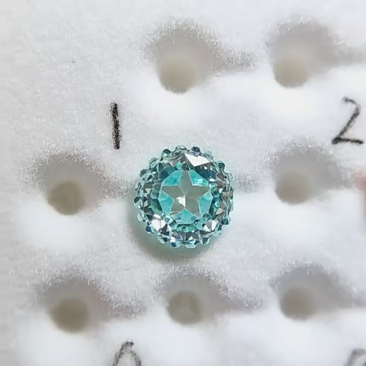5A 6mm Round Ferris Wheel & Star Cut Loose CZ Stone with a Sweet Heart - 2pcs