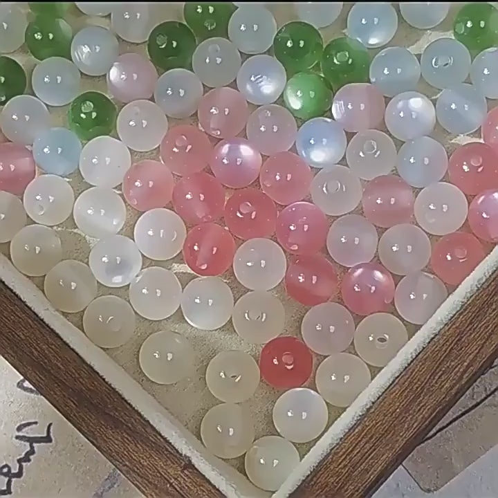 (50pcs)10mm Light-Sensitive Cat's Eye Resin Round Beads
