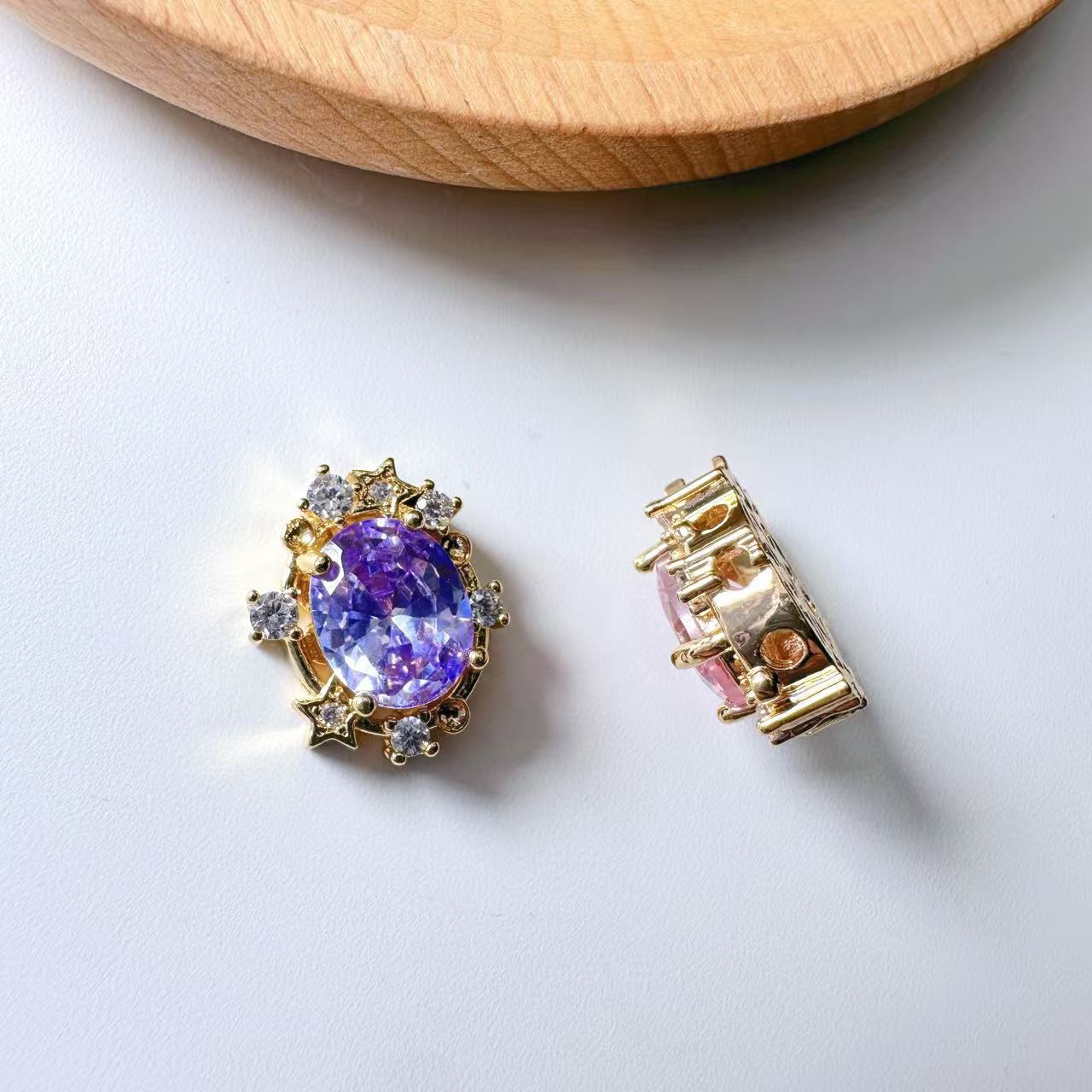 Oval Cut CZ Spacer Bead-10pcs