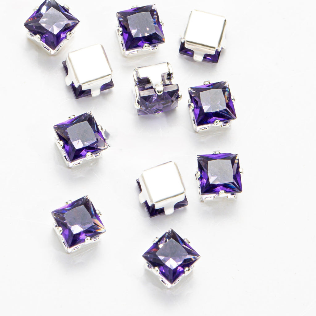 (100pcs)5x5MM Square Prong-Set CZ