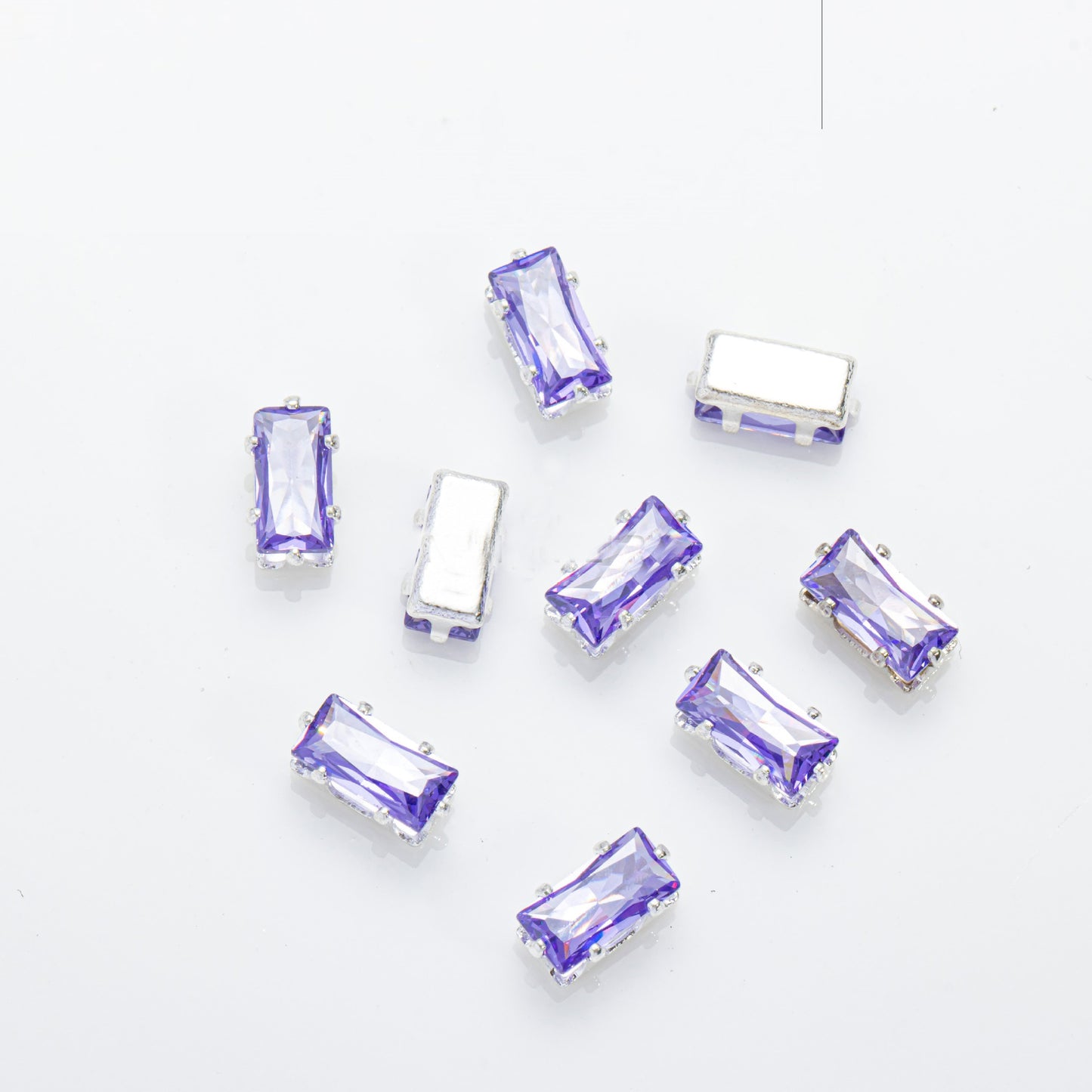 (100pcs)3x6mm Rectangle Prong-Set CZ