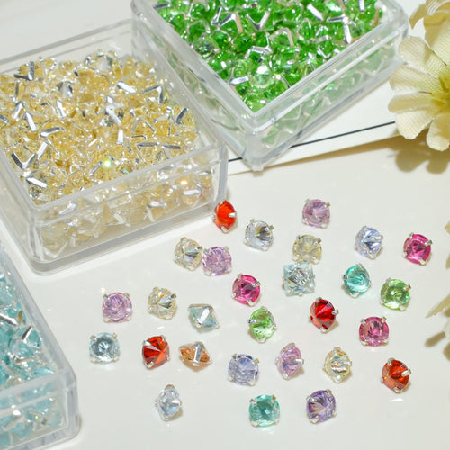 (100pcs)5mm Round Reverse Prong-Set CZ
