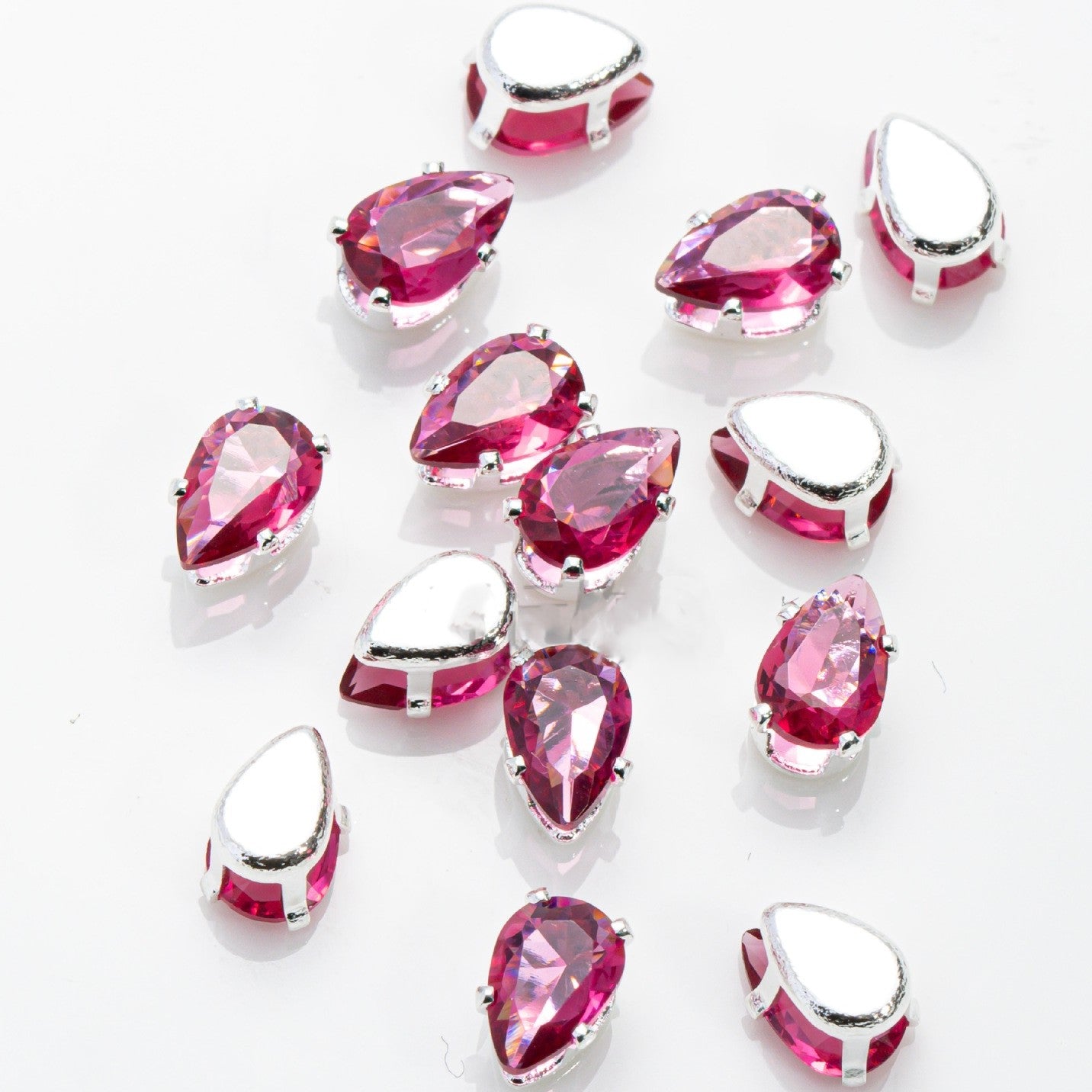 (100pcs)3x5mm Teardrop Prong-Set CZ