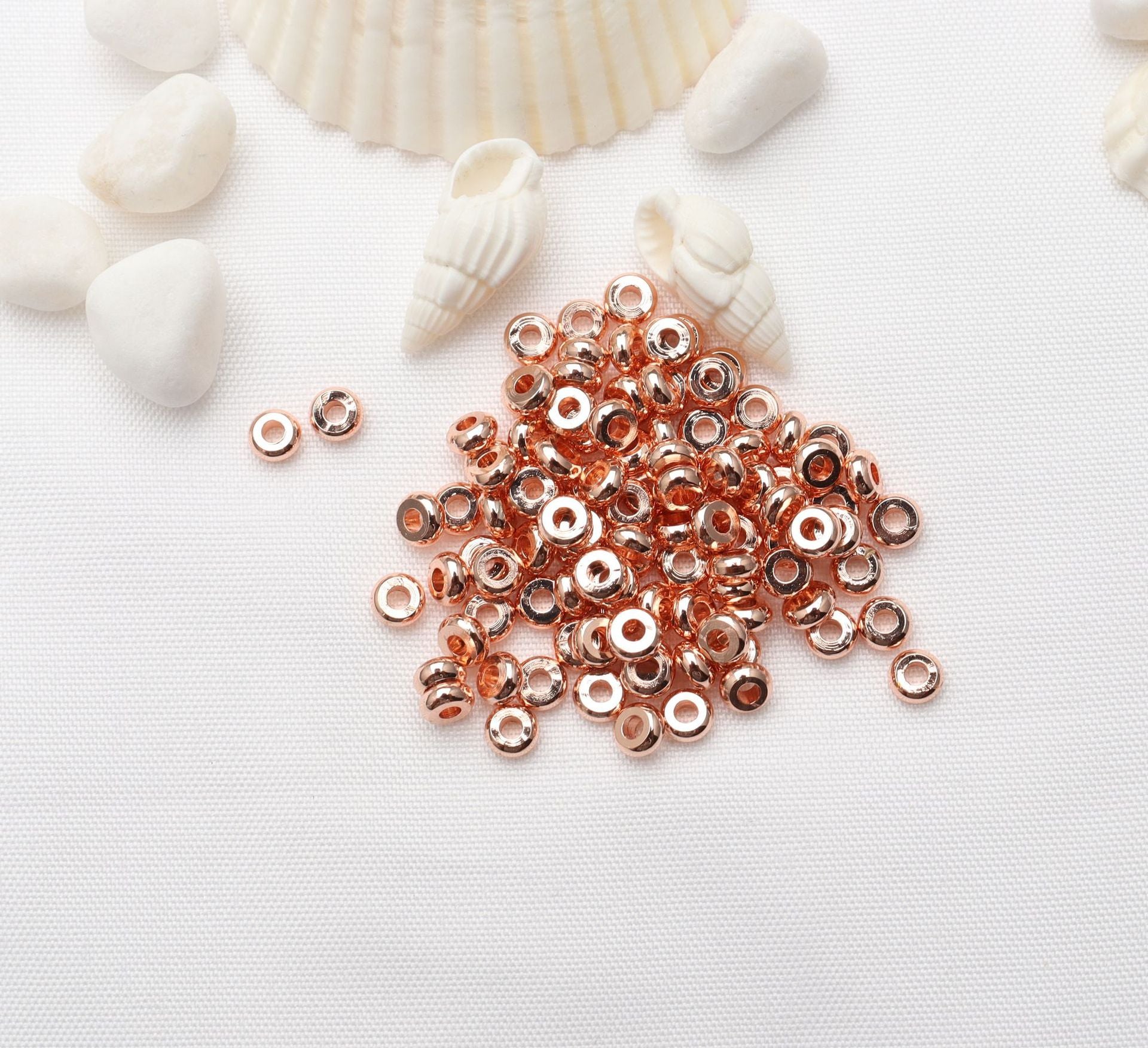 100pcs Wheel Shape Smooth Spacer Beads
