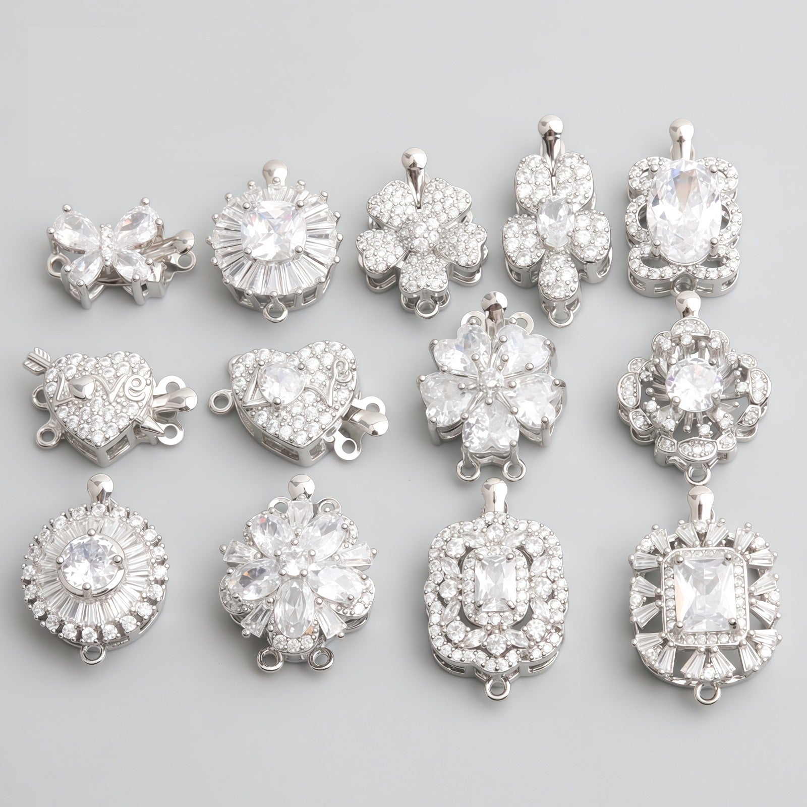 CZ Clasp Set for Single & Double Strand-4pcs