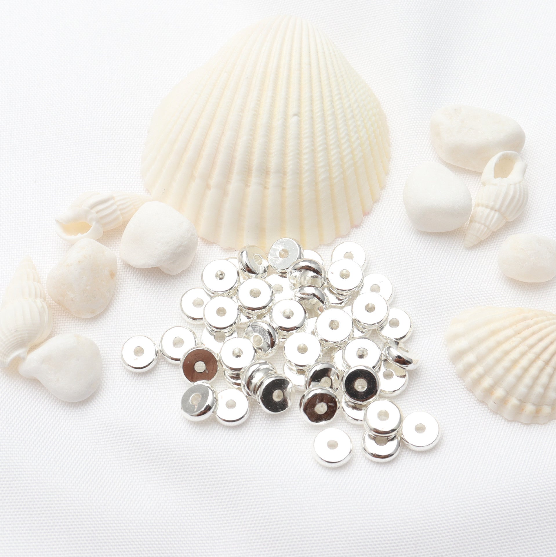 100pcs Wheel Shape Smooth Spacer Beads