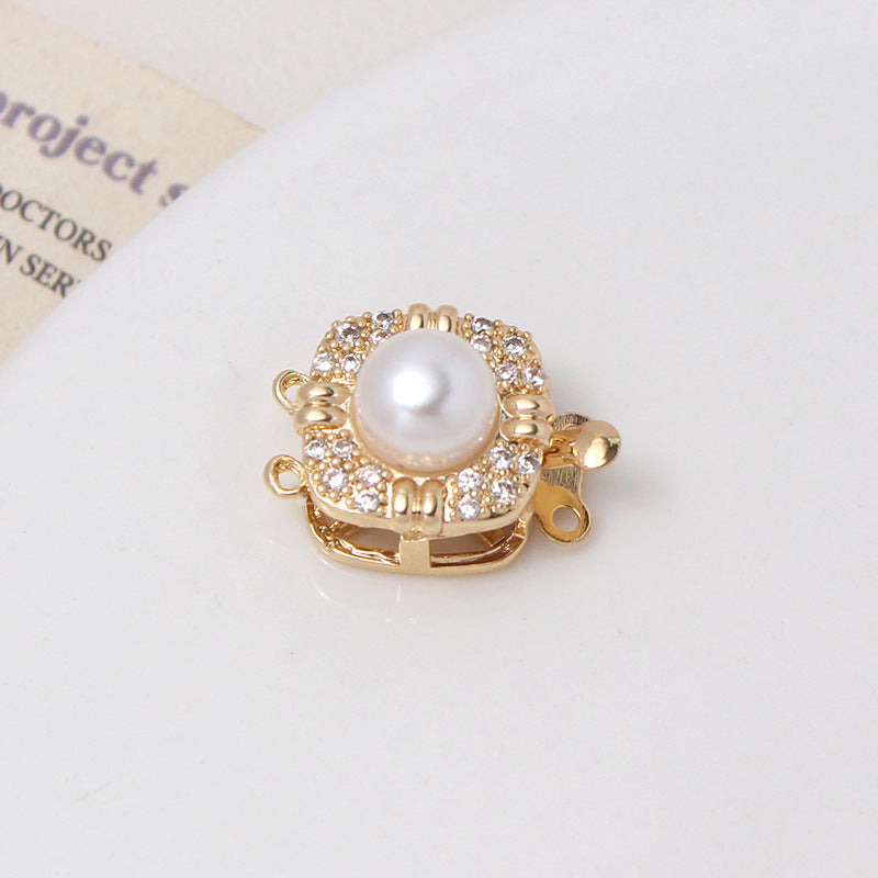 Double CZ Pearl Bracelet Clasp