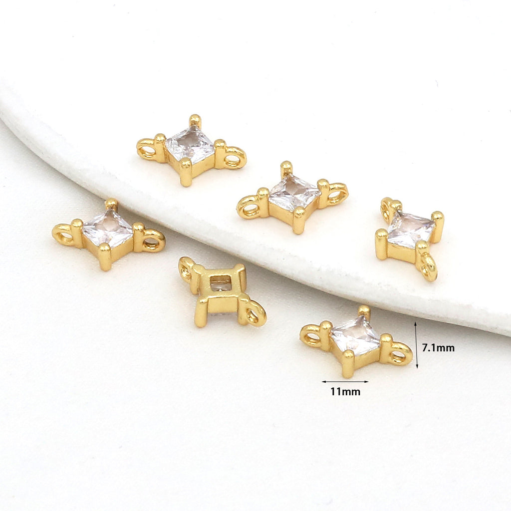 (10pcs)CZ-Set Double-Drop Diamond Pendant