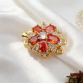 Stamen CZ Flower Double-Row Pin Clasp
