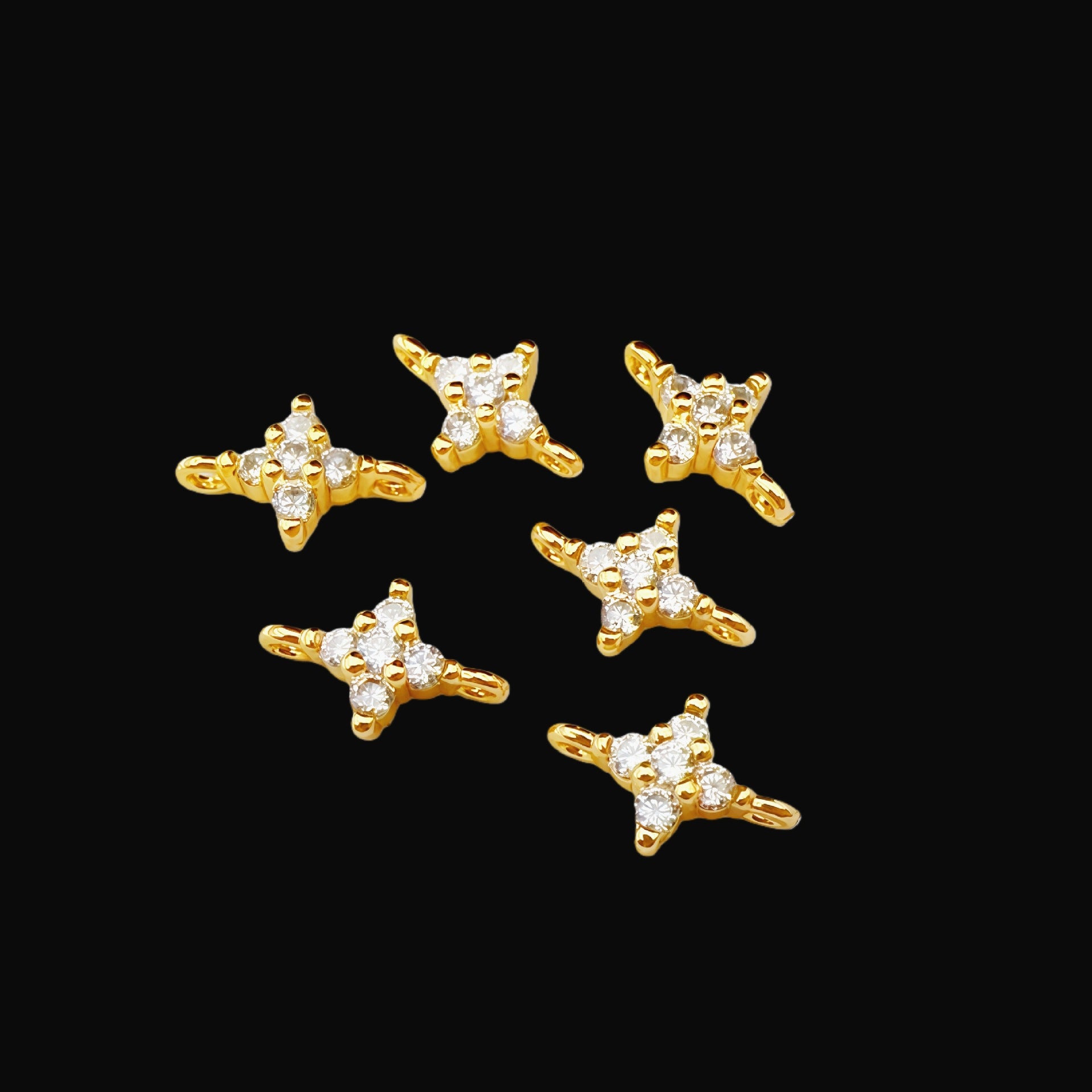 (10pcs)Flower Zircon DIY Double-Row Spacers