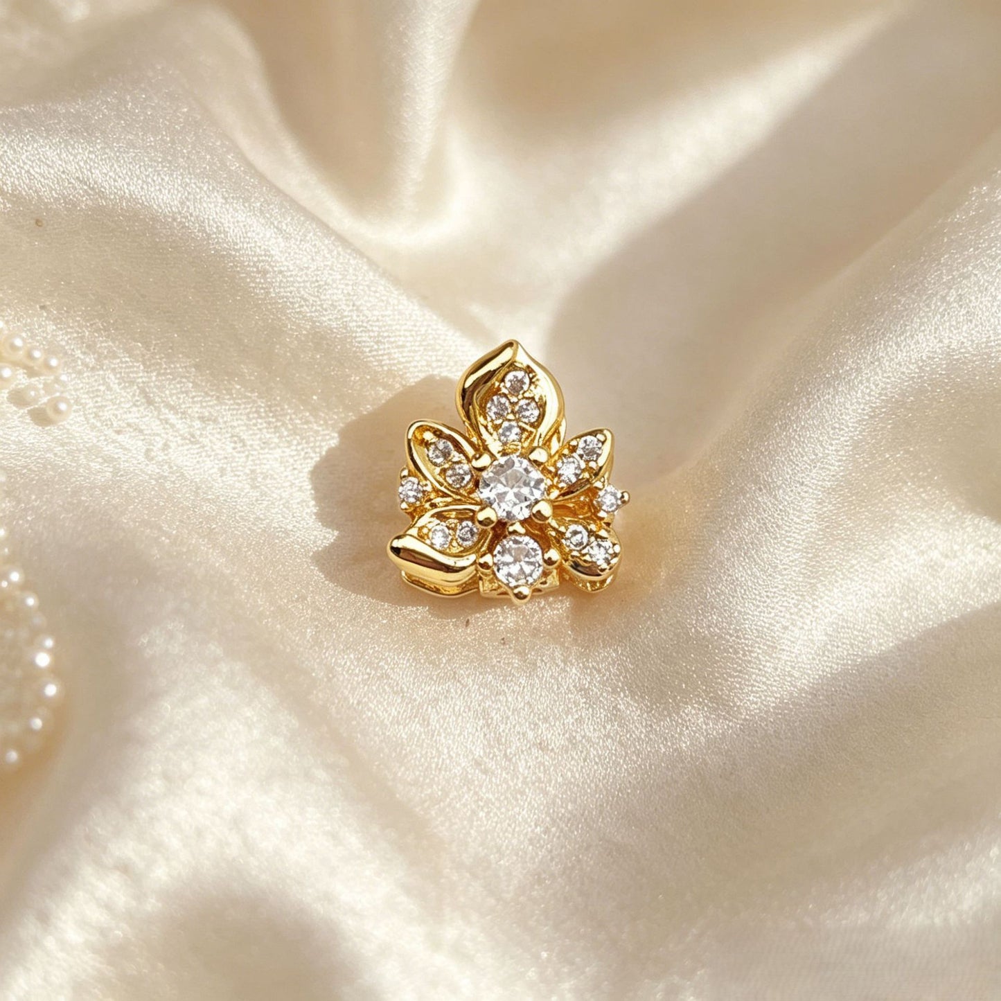 (5pcs)Multi-Row CZ Spacer Bead Micro-Pave Flower