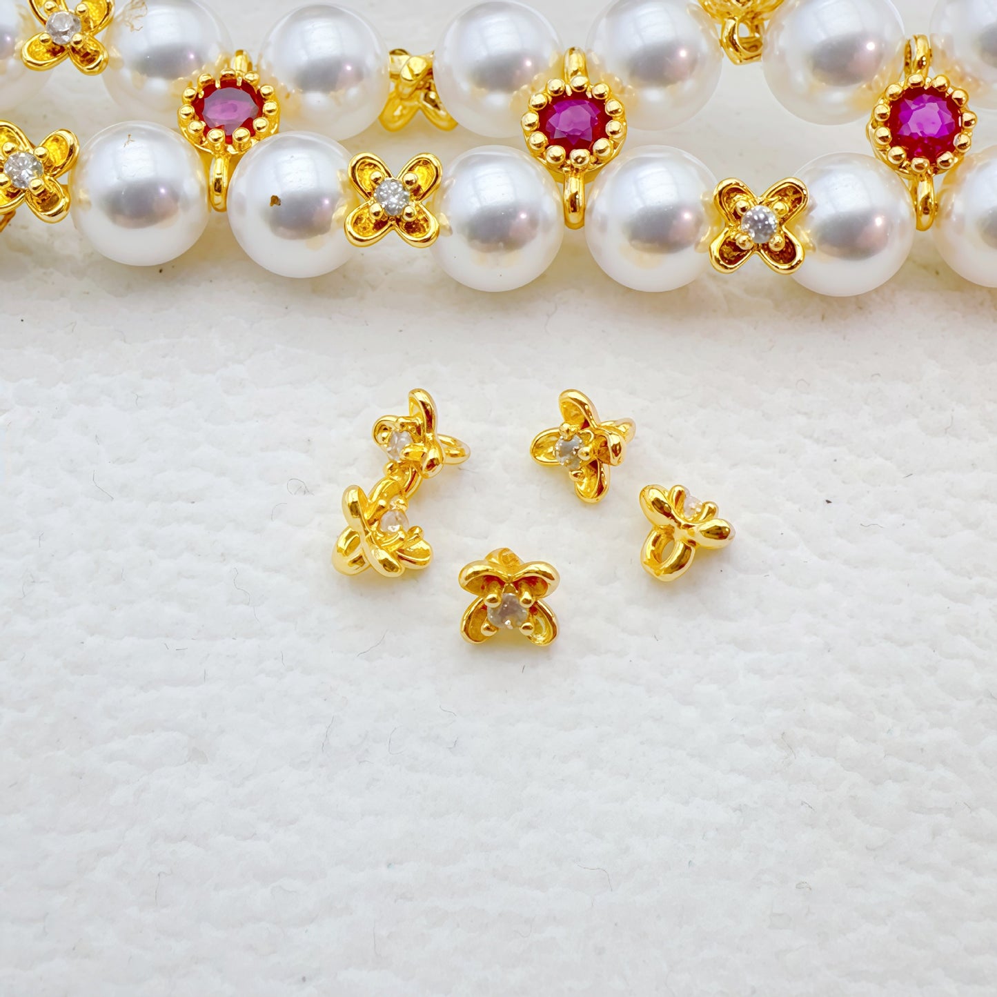 (20pcs)Plated Osmanthus Flower Pendant Bead Cap