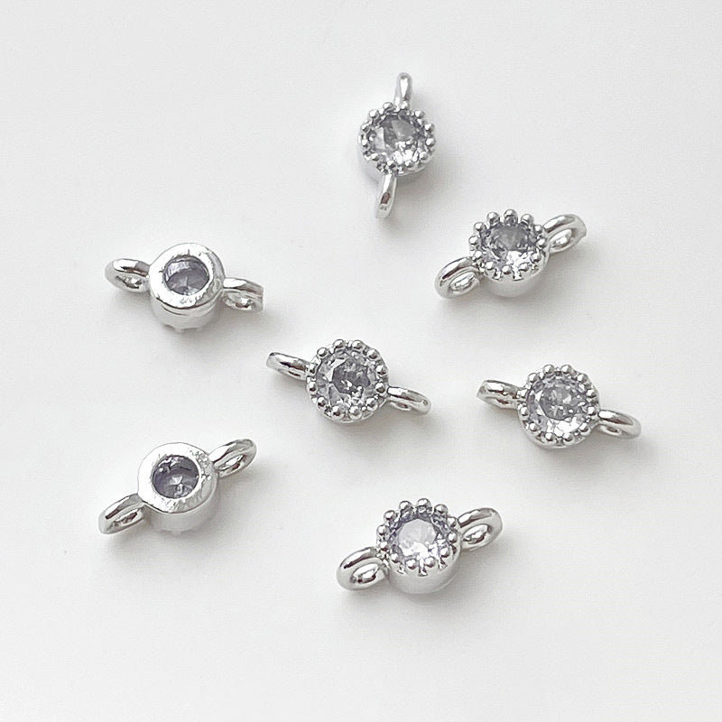 (10pcs)8mm Simple Double-Row Spacers with CZ