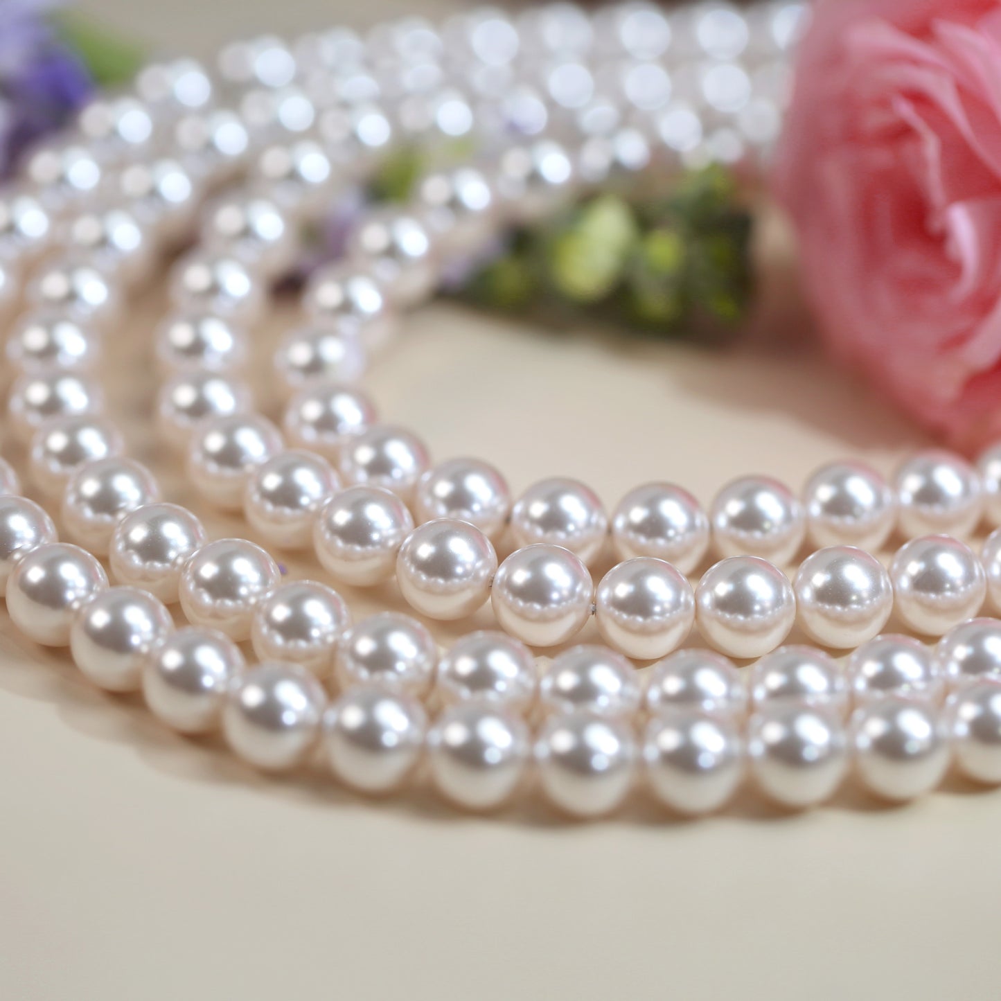 40cm Crystal Round Pearls, Full-Drilled Beads, 2-14mm, Swarovski Color
