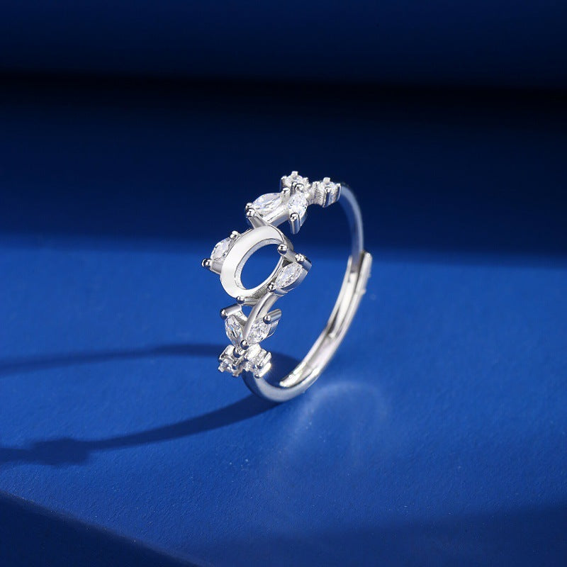 Adjustable 925 Sterling Silver Ring Mount for 5x7mm Oval Diamond
