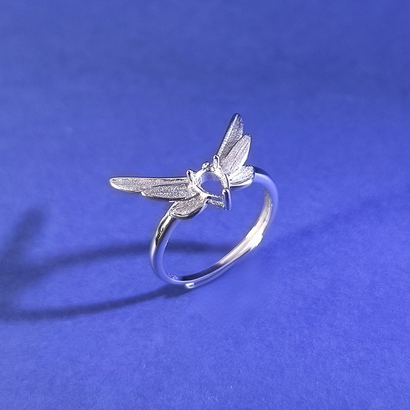 925 Sterling Silver "Firefly" Ring Mount for 4x6mm Pear Gemstone, Brushed Finish DIY
