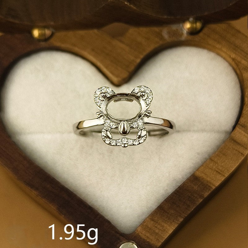 925 Sterling Silver Zodiac Ring Mount for 6x8mm Oval Gemstone, Unset DIY