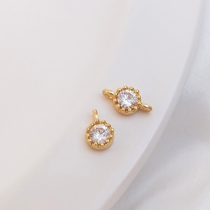 (10pcs)Single/Double Hole Spacer Bar Bead with CZ Stone