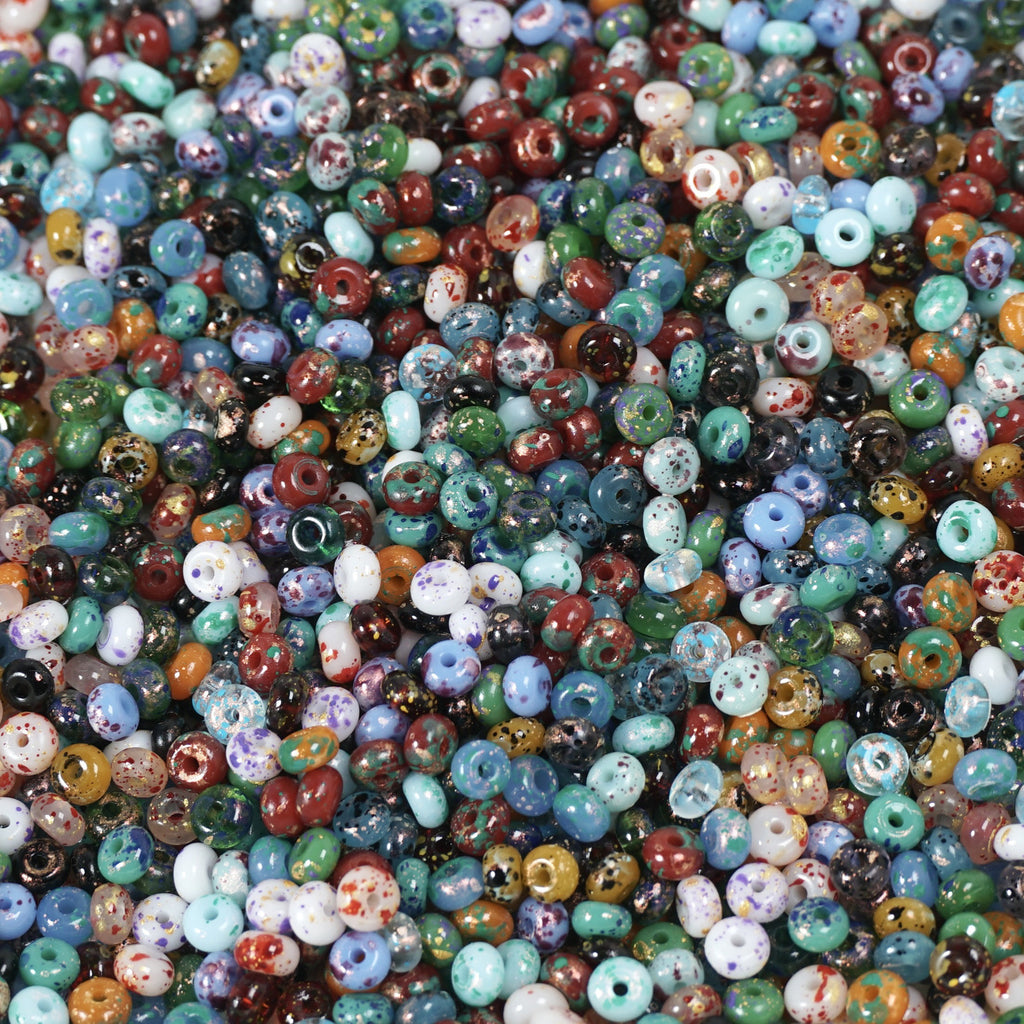 (10g)2x4mm Picasso Abacus Beads ¨C Vintage Glass Seed Beads