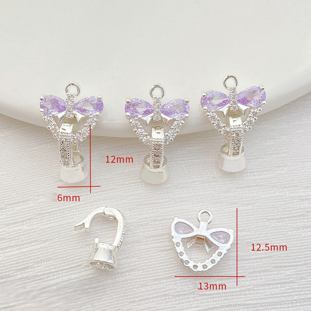 CZ-Set Bow Pearl Single Clasp