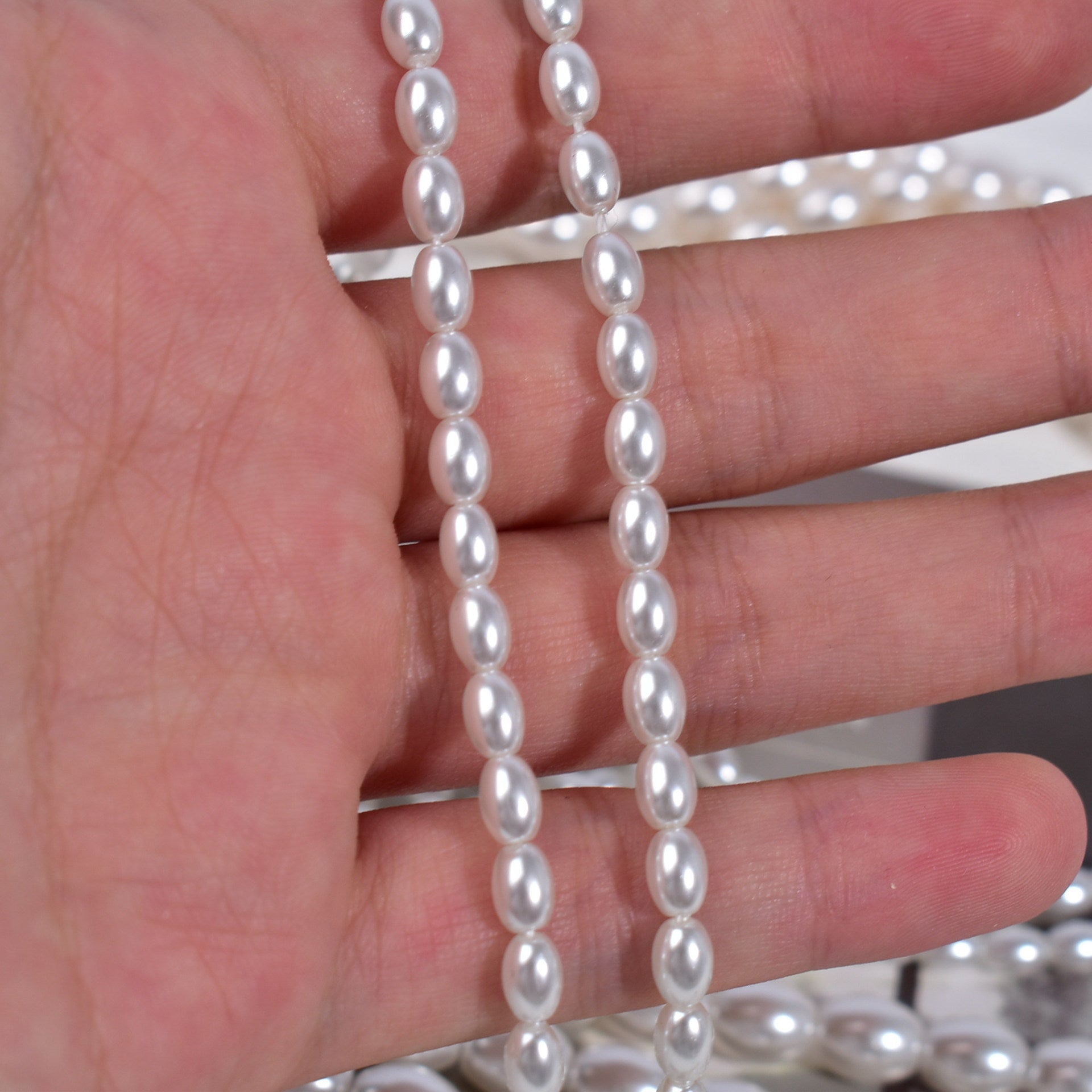 Crystal Oval Pearls, Full-Drilled Beads