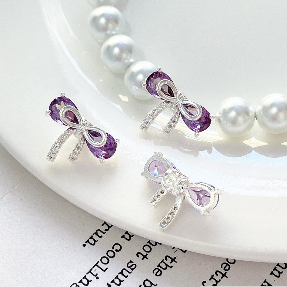 (2pcs)3D Cubic Zirconia Bowknot Spacer & Drop / Dangle