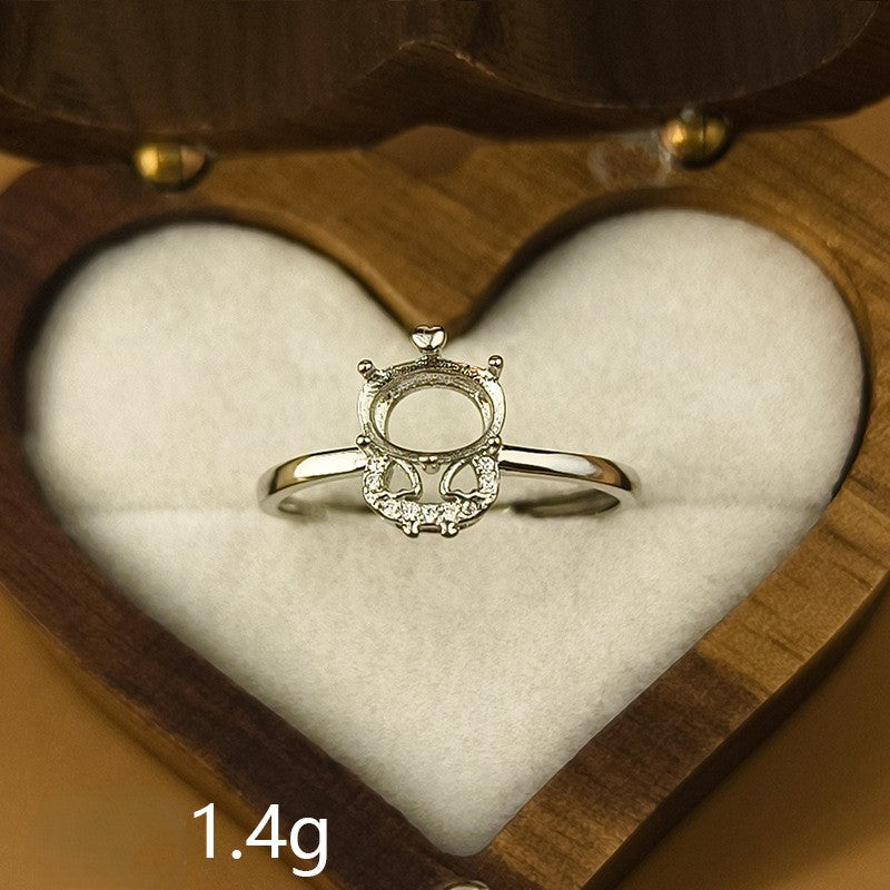 925 Sterling Silver Zodiac Ring Mount for 6x8mm Oval Gemstone, Unset DIY