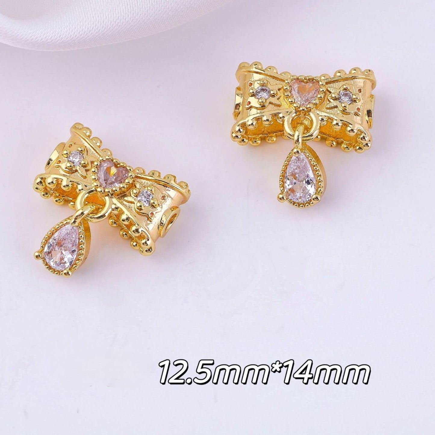(5pcs)Micro-Set Cubic Zirconia Bowknot Pendants