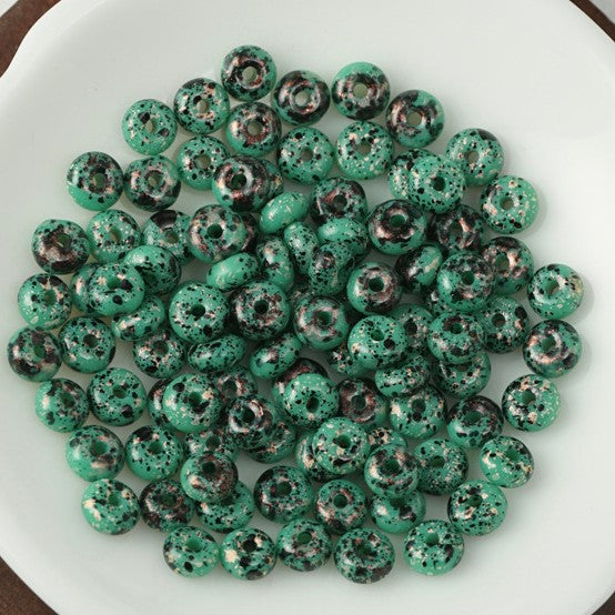 (100pcs)3x6mm Picasso Abacus Beads - Vintage Glass Seed Beads