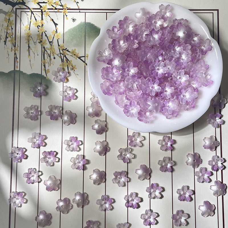 (50pcs)10mm 3D Sakura Flower Glass Beads