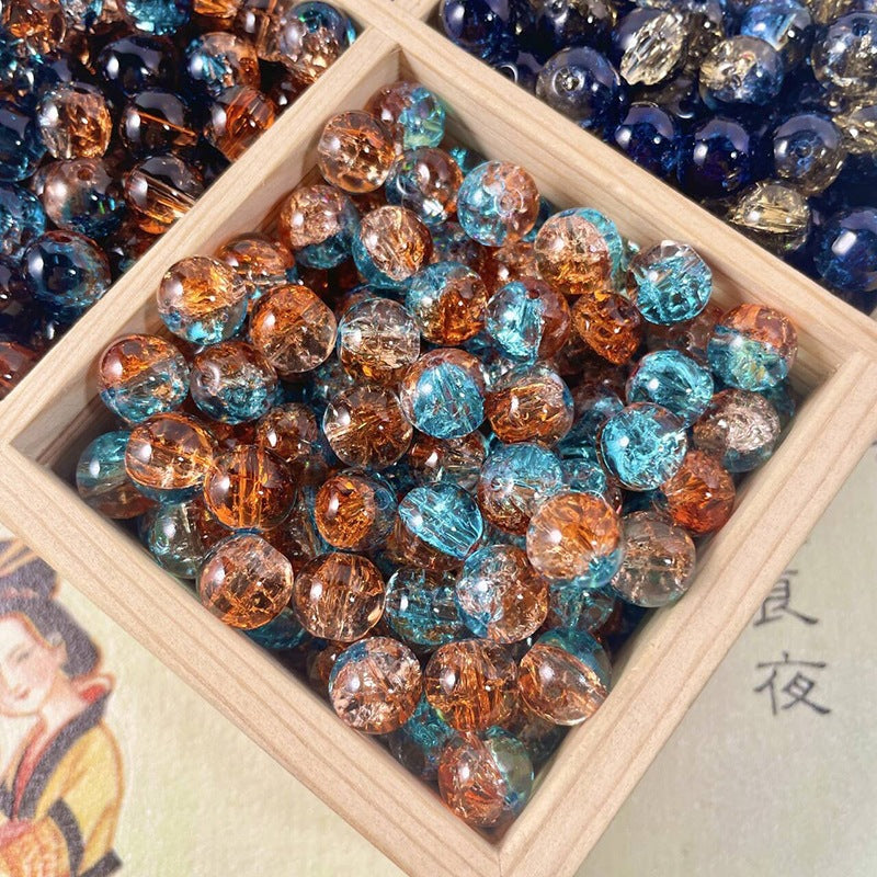 (200pcs)8/10mm Ice Crack Burst Crystal Glass Round Beads