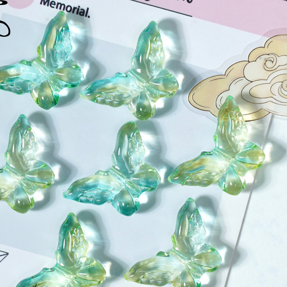 (50pcs)20x30mm Carved Glass Butterfly