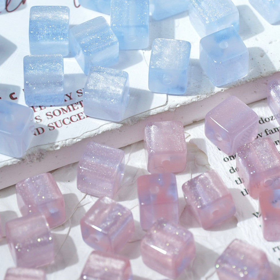(50pcs)8mm Sugar Cube Light-Sensitive Beads - UV Reactive Resin Beads