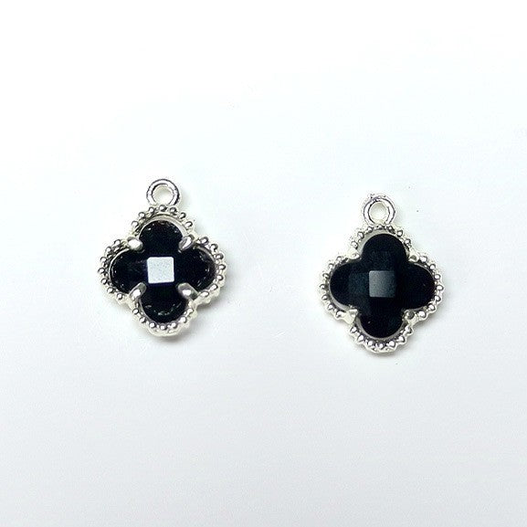 10pcs 12x15mm Crystal Glass Bezel Pendant Four-Leaf Clover Pendant