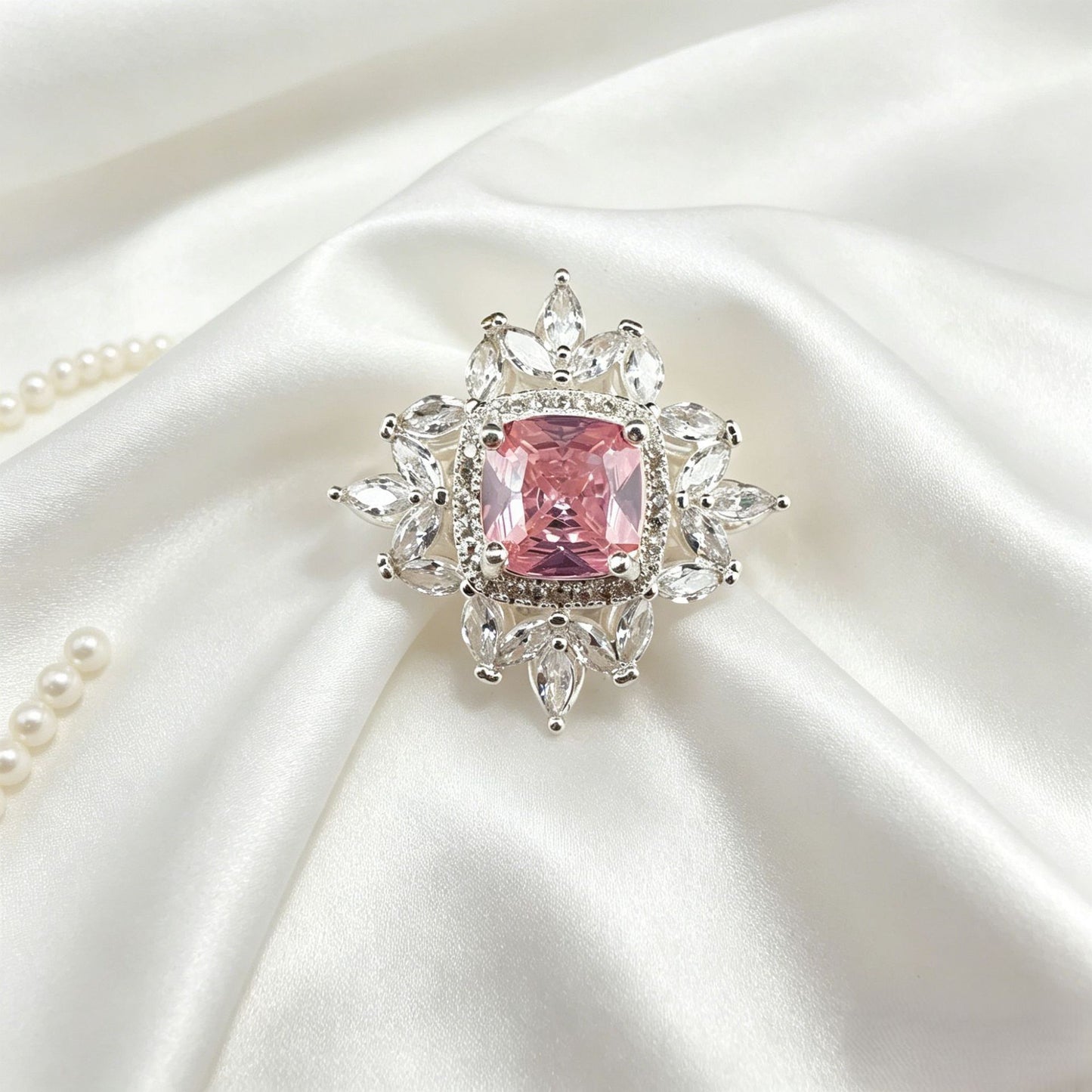 Diamond Sunflower Rose Full CZ Spacer Bead