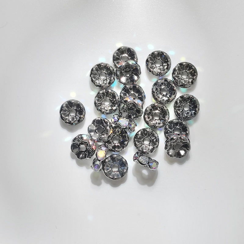 (50pcs)8/10/12mm Copper Rhinestone Ring Bead Caps / Pearl Spacers