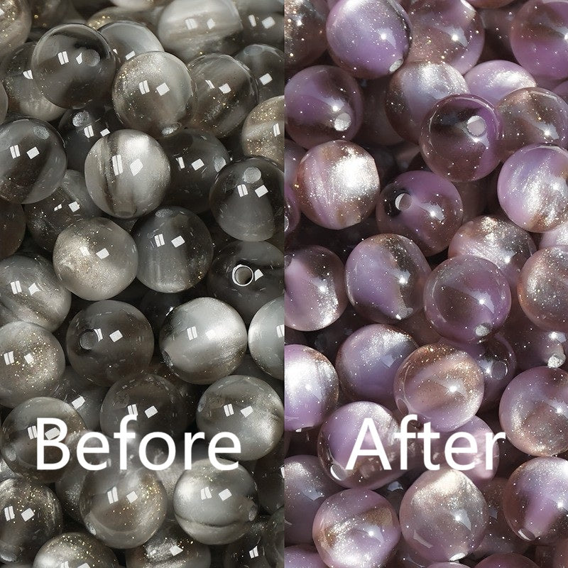 (50pcs)8/10/16mm Light & Temperature Color-Changing Resin Round Beads