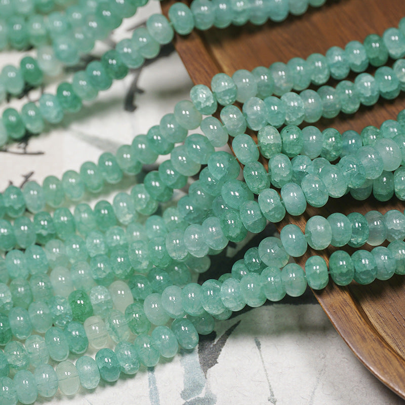 (100pcs)4x8mm Jade Crack Abacus Glass Beads - Water-Dyed Series