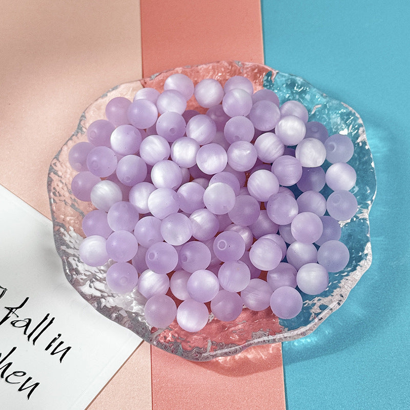 (100pcs)8mm Matte Resin Cat's Eye Round Beads ¨C Frosted Candy Series