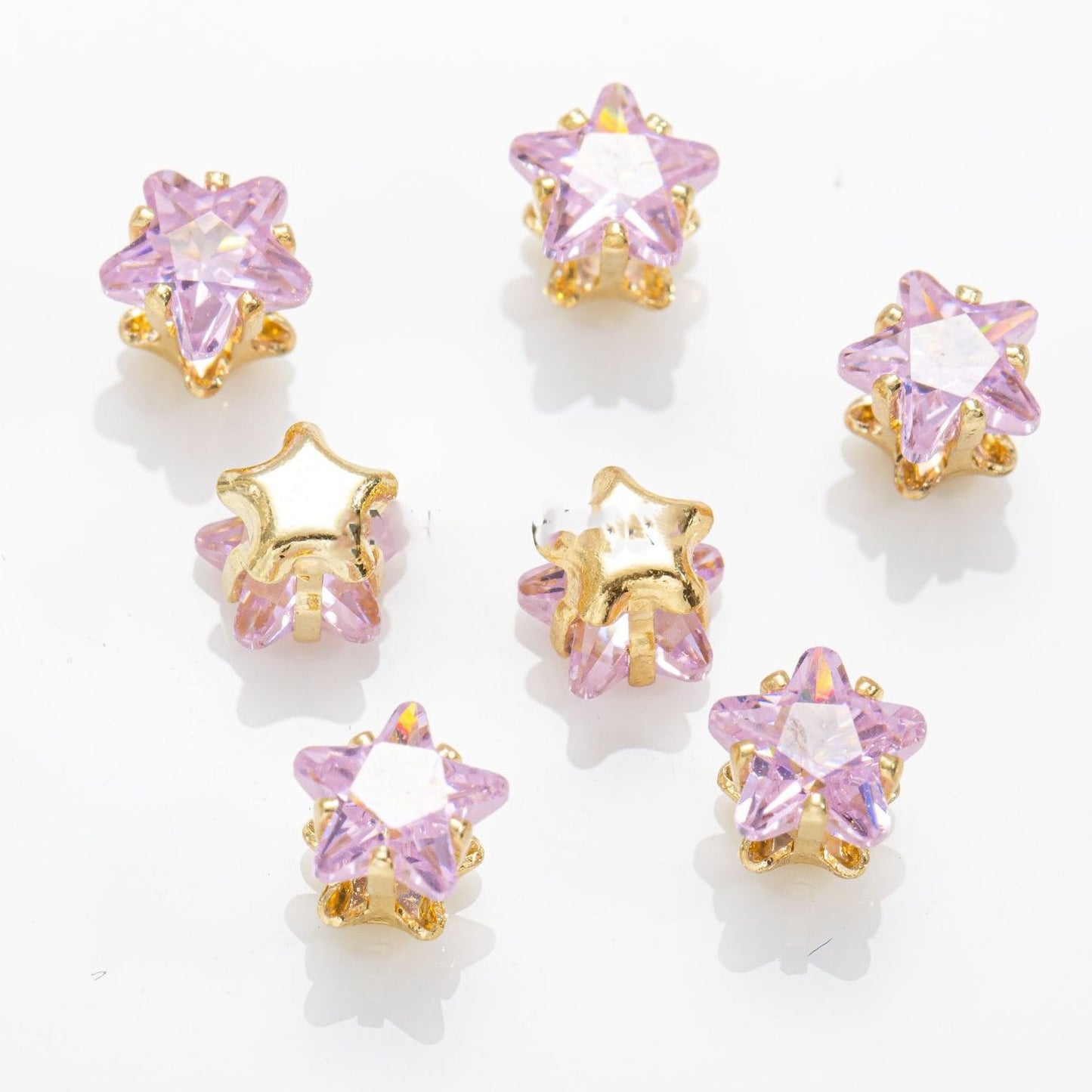 (50pcs)6mm Star Prong-Set CZ