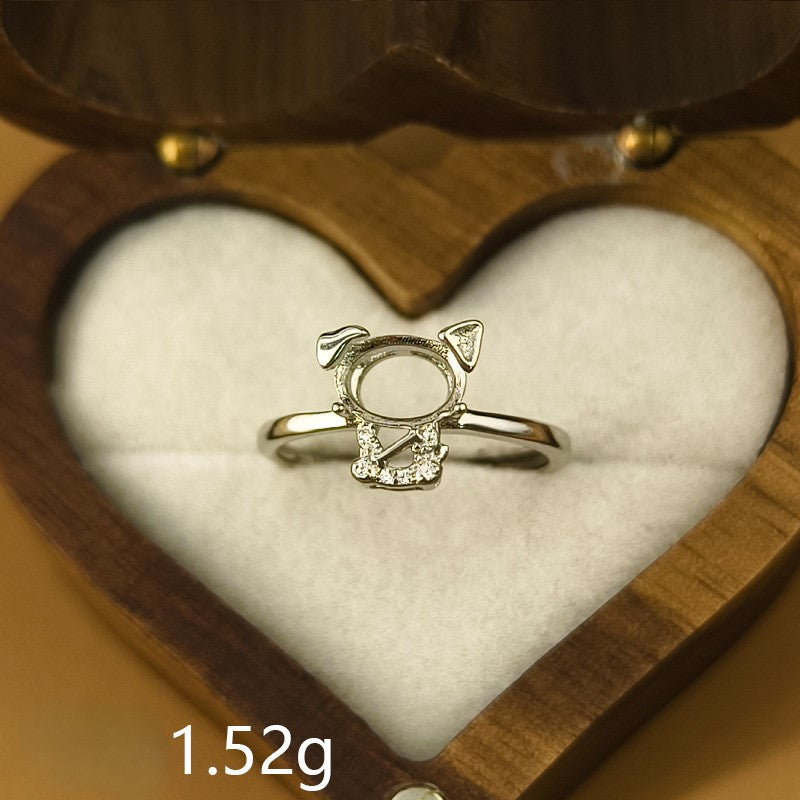 925 Sterling Silver Zodiac Ring Mount for 6x8mm Oval Gemstone, Unset DIY