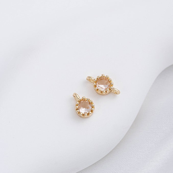 (10pcs)Single/Double Hole Spacer Bar Bead with CZ Stone