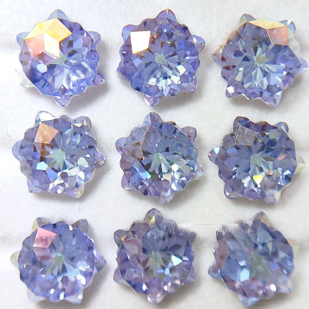 5A 6mm Hexagram Christmas Blizzard Cut Coated Loose CZ Stone - 2pcs