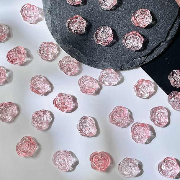 (50pcs)12mm Glass Rose Beads