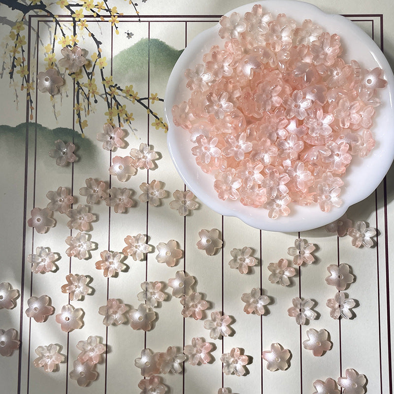 (50pcs)10mm 3D Sakura Flower Glass Beads