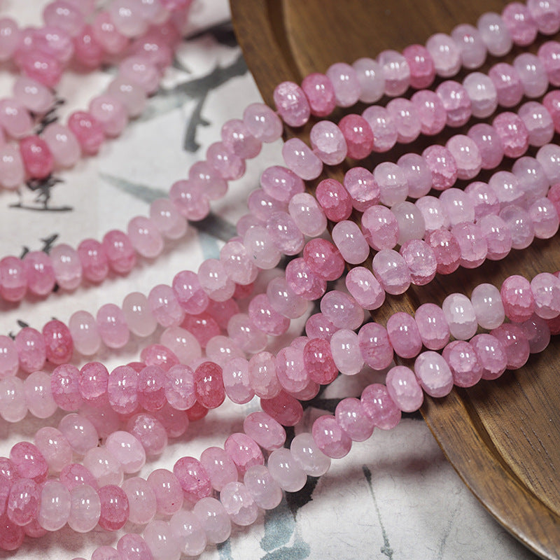 (100pcs)4x8mm Jade Crack Abacus Glass Beads - Water-Dyed Series