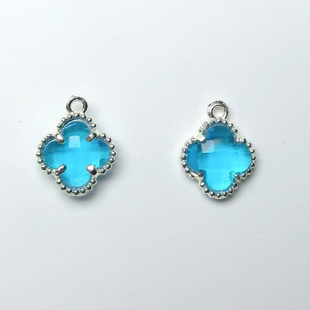 10pcs 12x15mm Crystal Glass Bezel Pendant Four-Leaf Clover Pendant