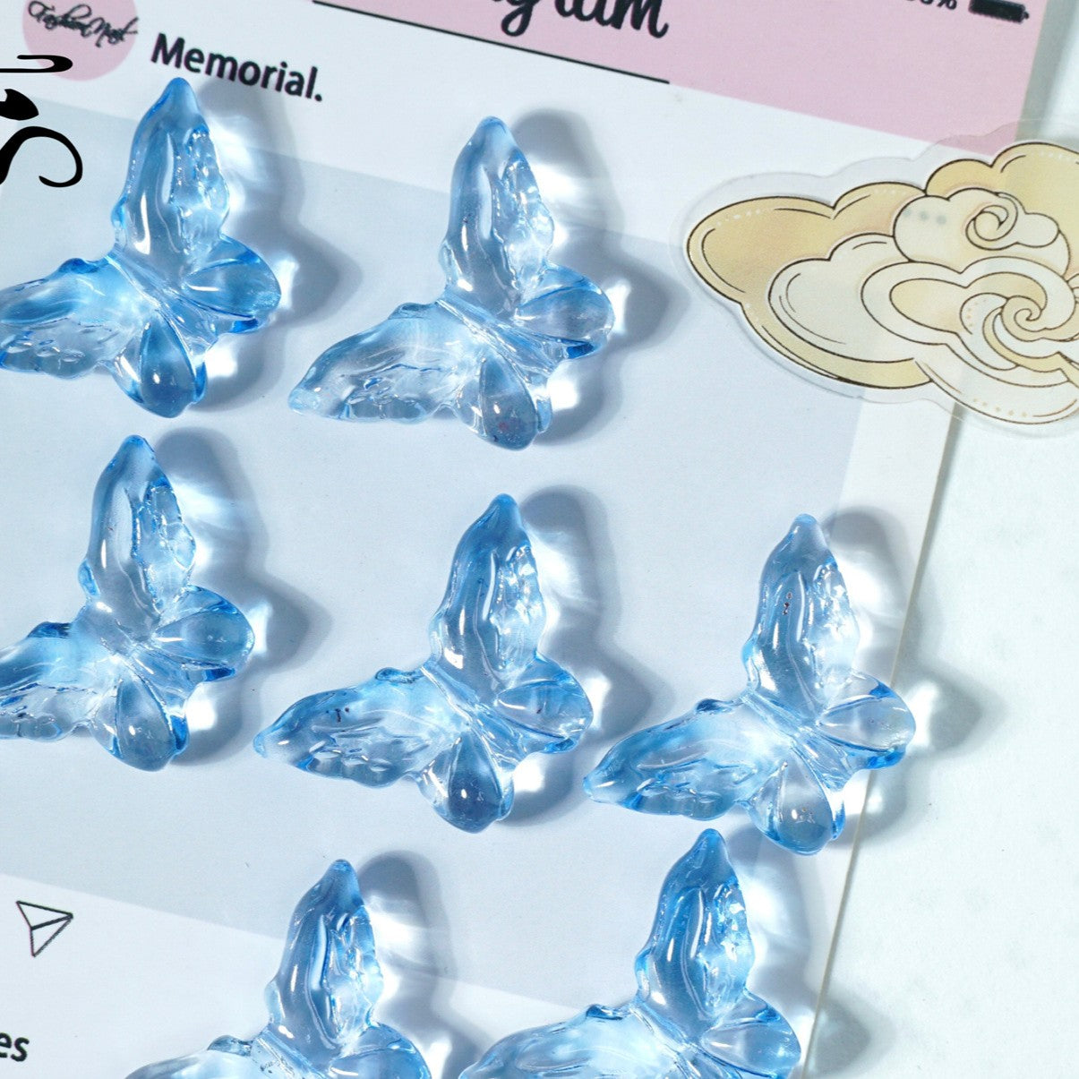 (50pcs)20x30mm Carved Glass Butterfly
